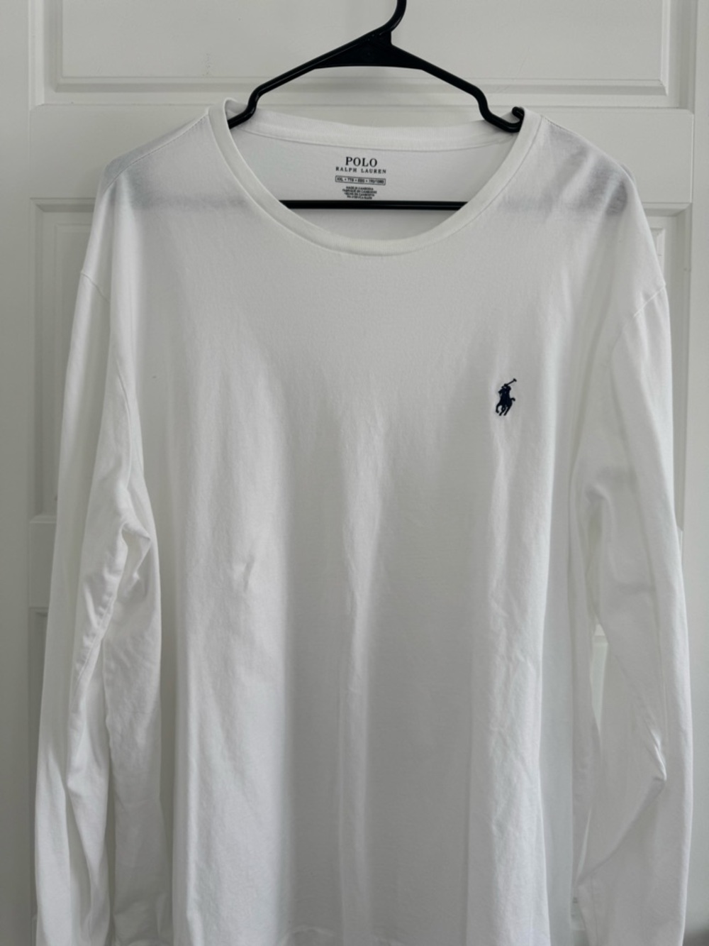 Polo by Ralph Lauren White Long-Sleeve Crewneck with Navy Pony